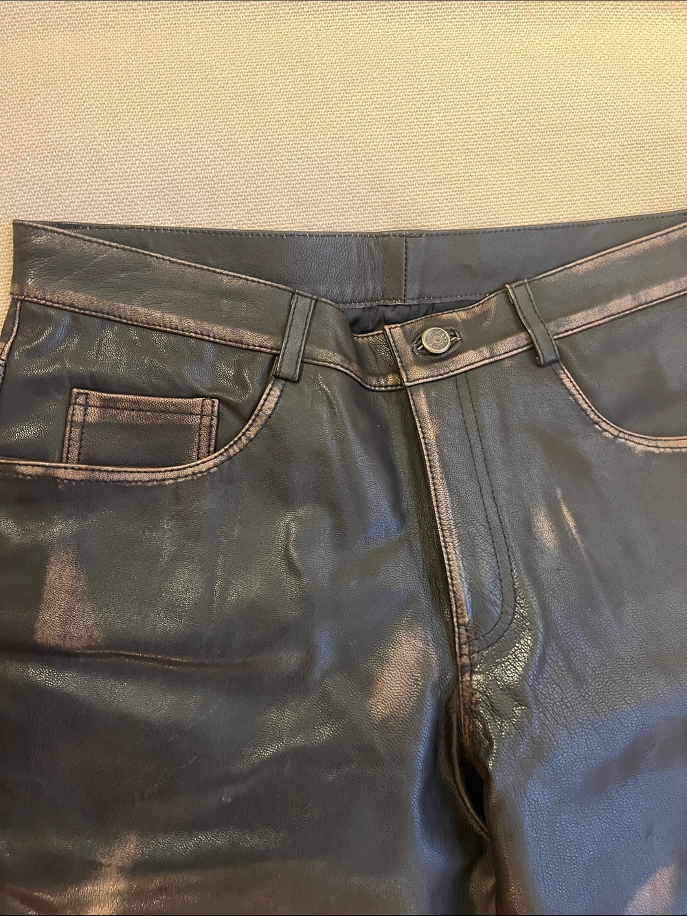 Men’s 100% Genuine Dark Brown Leather Pants - Picture 5 of 11